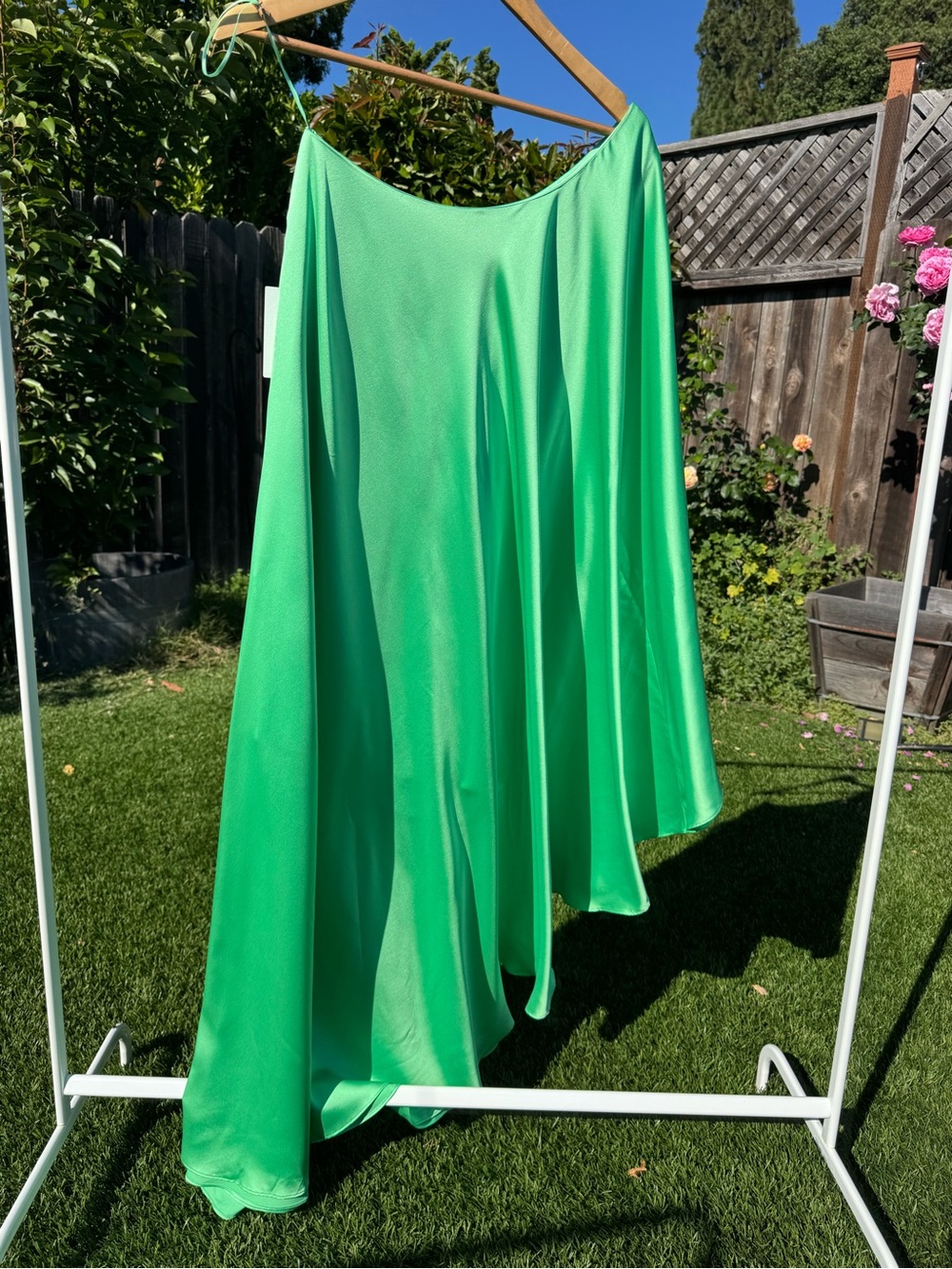 NWT Show Me Your Mumu Rhea One Shoulder Dress in Luxe Kiwi Satin size XS - Picture 12 of 14